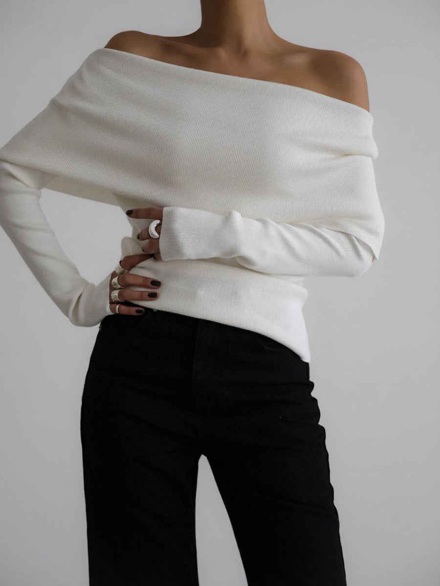 Damer Off-Shoulder Stickad topp med elegant skärning Mirla-Eva Jonsson