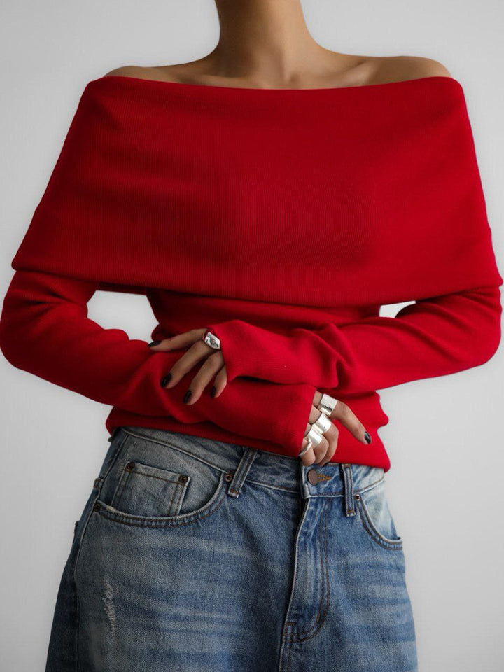 Damer Off-Shoulder Stickad topp med elegant skärning Mirla-Eva Jonsson