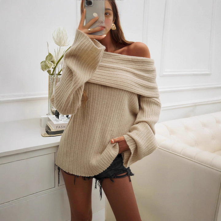 Damer Off-Shoulder Stickad tröja med Ribbdesign Mirla-Eva Jonsson