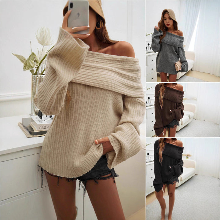 Damer Off-Shoulder Stickad tröja med Ribbdesign Mirla-Eva Jonsson
