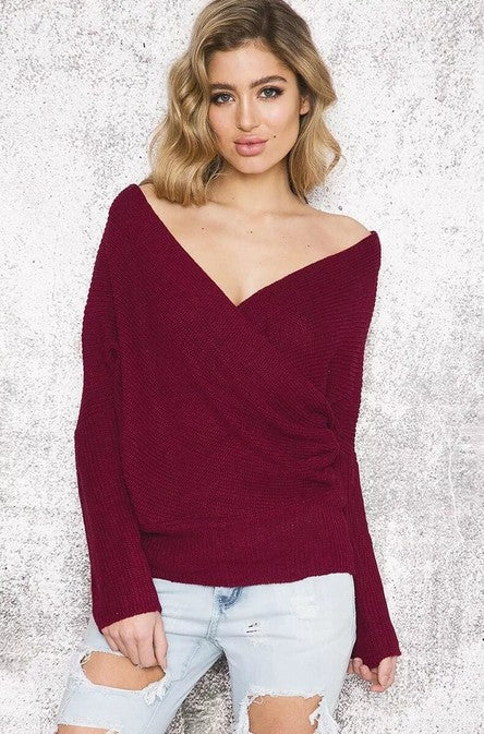 Damer Off-Shoulder Stickad tröja med Vikdetalj Mirla-Eva Jonsson