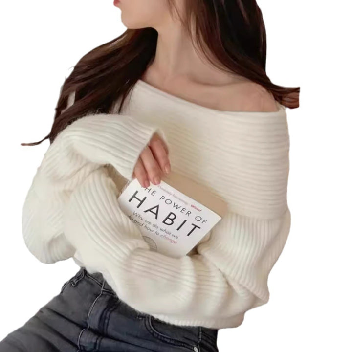 Damer Off-Shoulder Stickad tröja med elastisk ribbdesign Mirla-Eva Jonsson