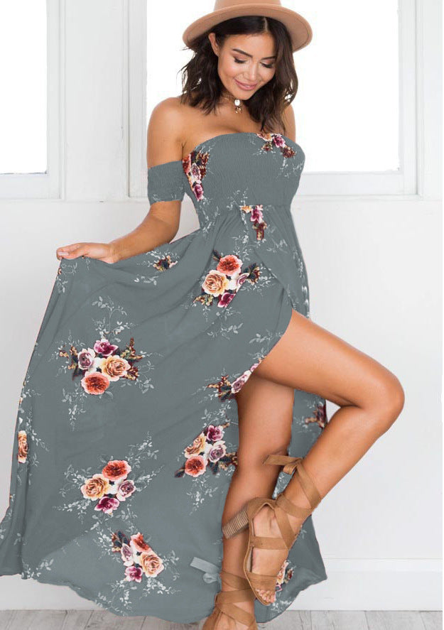 Damer Off-Shoulder Strandklänning med blommönster och flödande skärning Mirla-Eva Jonsson