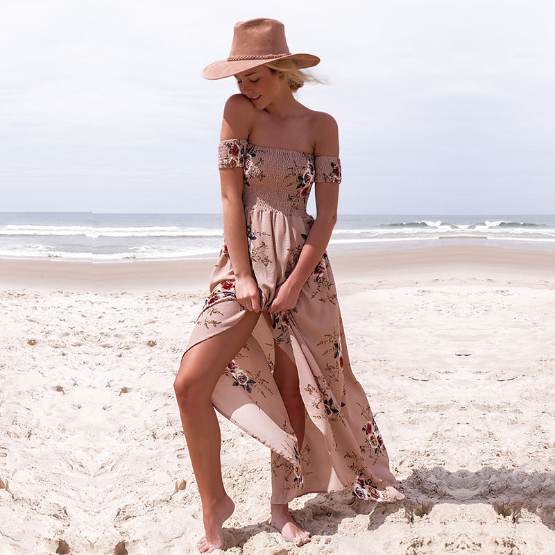 Damer Off-Shoulder Strandklänning med blommönster och flödande skärning Mirla-Eva Jonsson