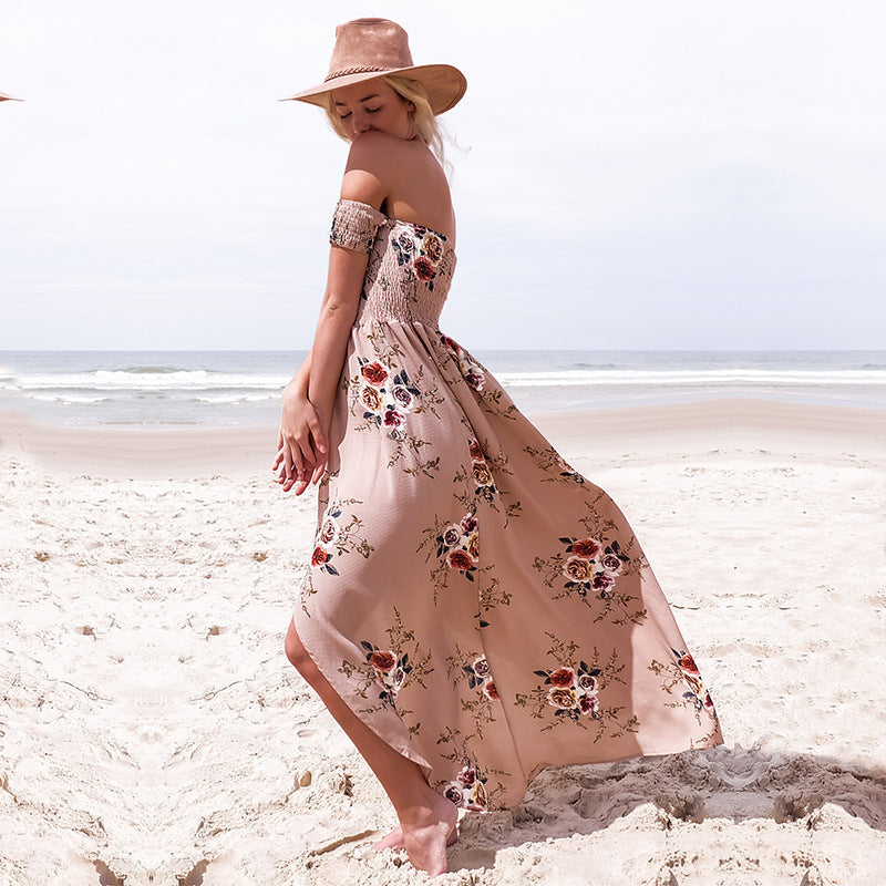 Damer Off-Shoulder Strandklänning med blommönster och flödande skärning Mirla-Eva Jonsson