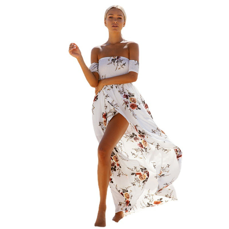 Damer Off-Shoulder Strandklänning med blommönster och flödande skärning Mirla-Eva Jonsson
