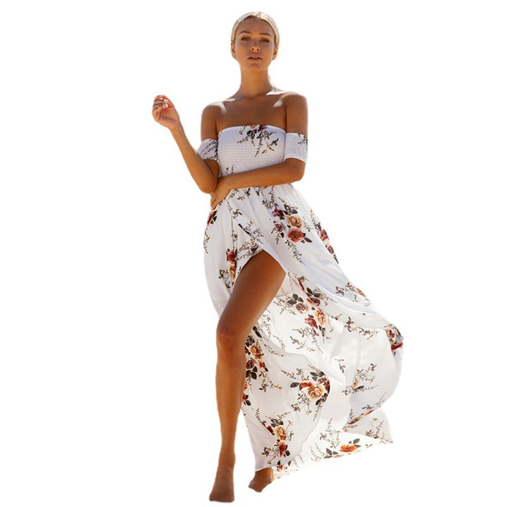 Damer Off-Shoulder Strandklänning med blommönster och flödande skärning Mirla-Eva Jonsson