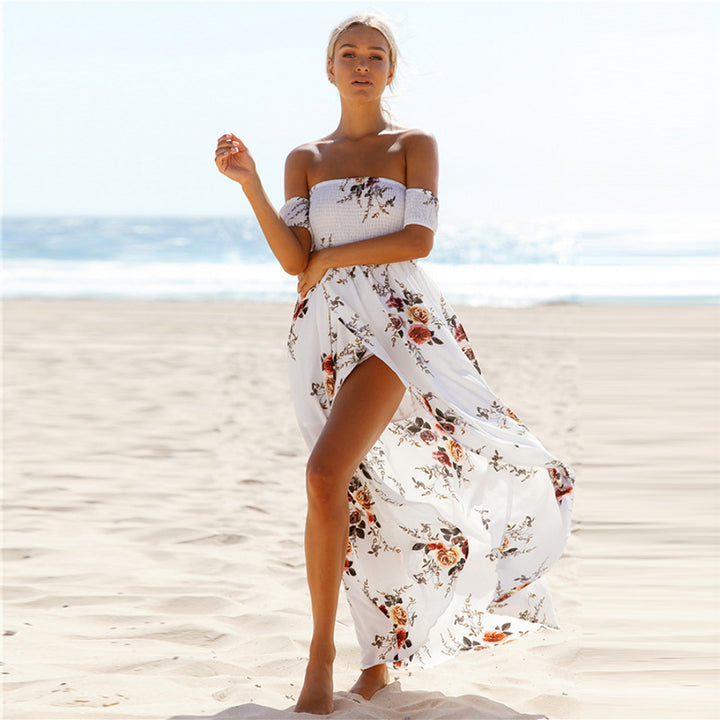 Damer Off-Shoulder Strandklänning med blommönster och flödande skärning Mirla-Eva Jonsson