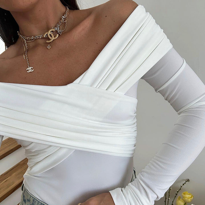 Damer Off-Shoulder Top med raffinerad inslagning och långa ärmar Mirla-Eva Jonsson