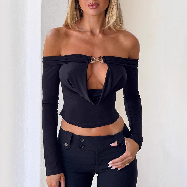 Damer Off-Shoulder Topp med dekorativ stängning Mirla-Eva Jonsson