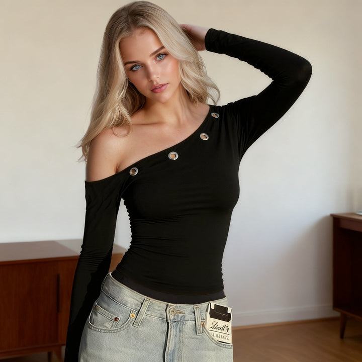 Damer Off-Shoulder Topp med dekorativa öglor Mirla-Eva Jonsson