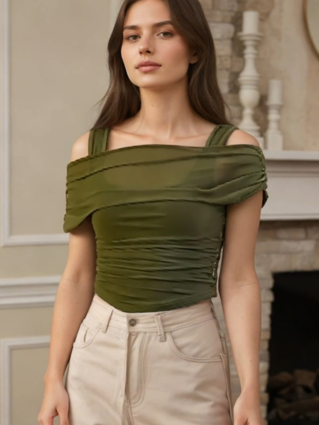 Damer Off-Shoulder Topp med drapering Mirla-Eva Jonsson