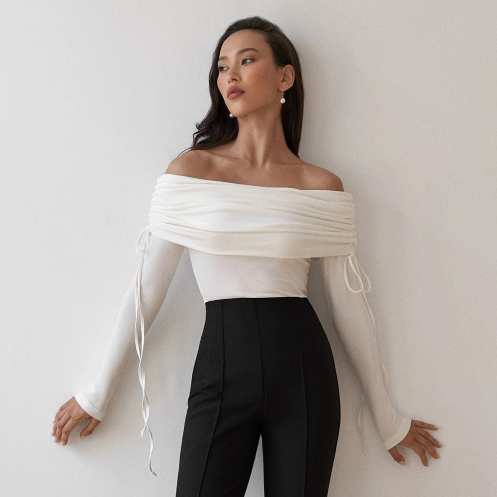Damer Off-Shoulder Topp med eleganta rynkor Mirla-Eva Jonsson