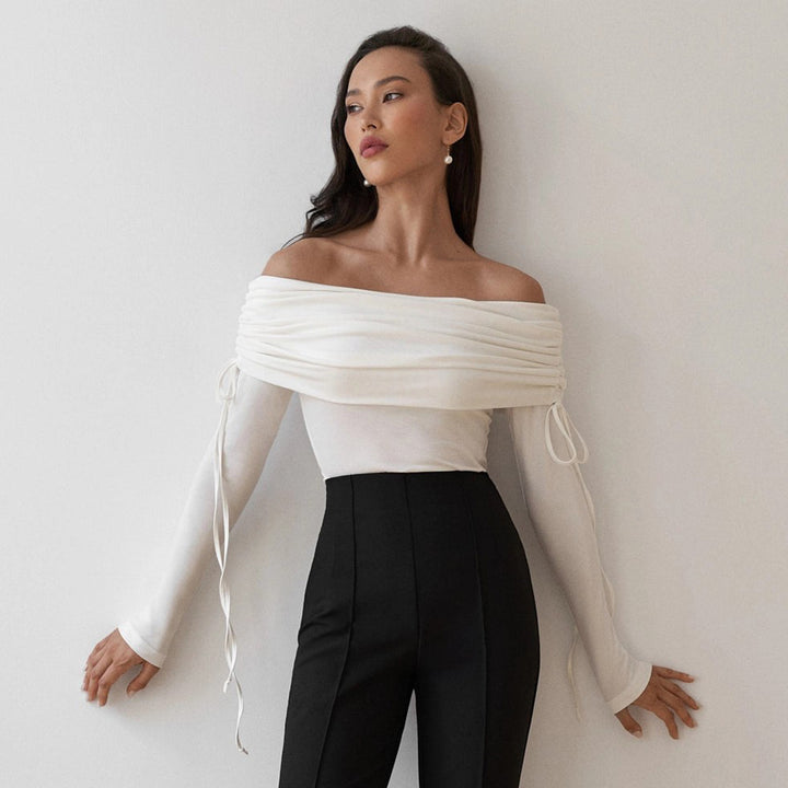 Damer Off-Shoulder Topp med eleganta rynkor Mirla-Eva Jonsson
