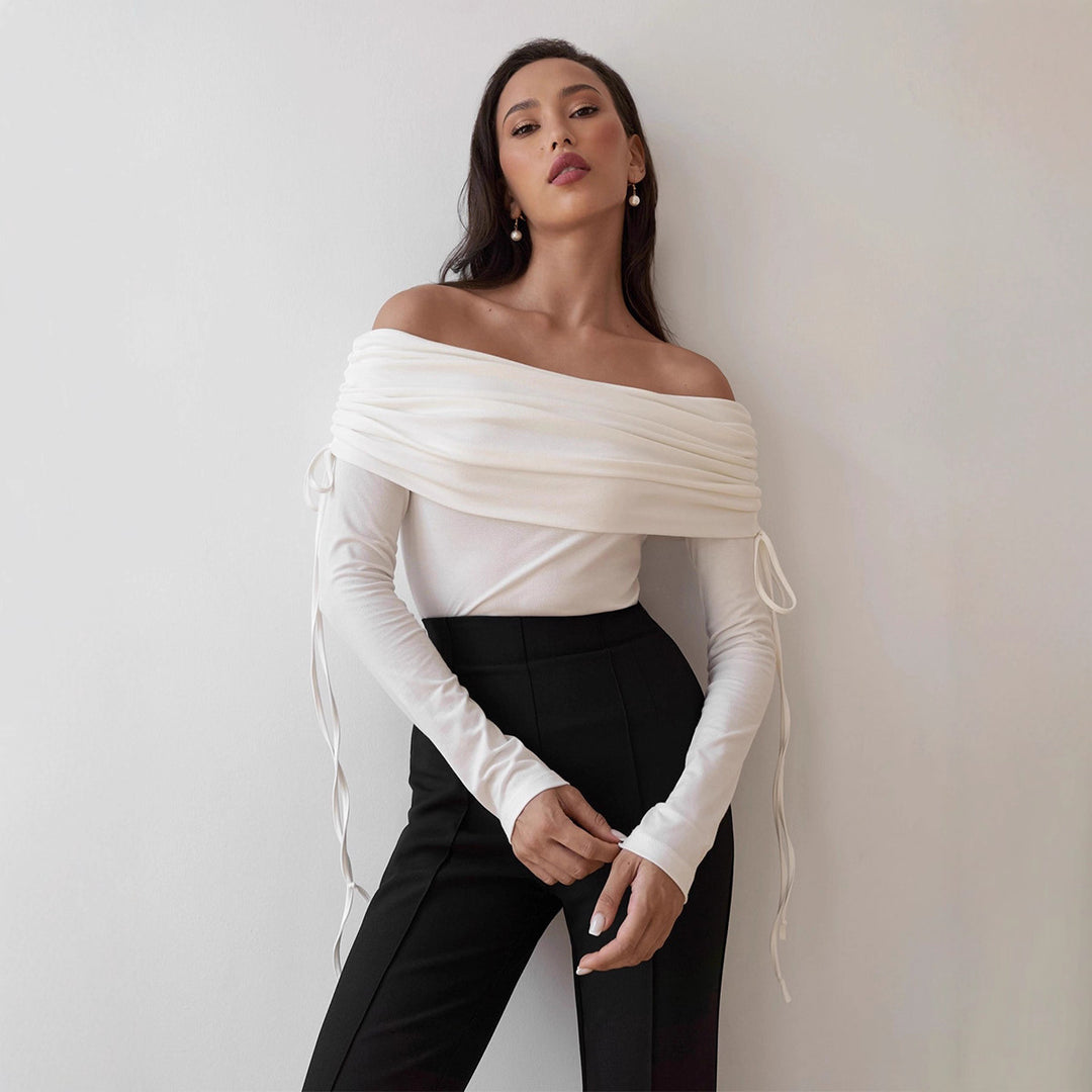 Damer Off-Shoulder Topp med eleganta rynkor Mirla-Eva Jonsson