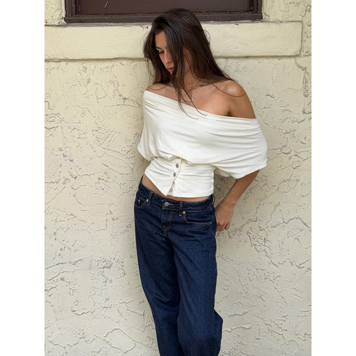 Damer Off-Shoulder Topp med knapppdetaljer Mirla-Eva Jonsson