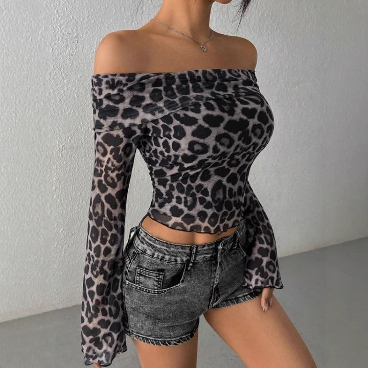 Damer Off-Shoulder Topp med leopardmönster Mirla-Eva Jonsson