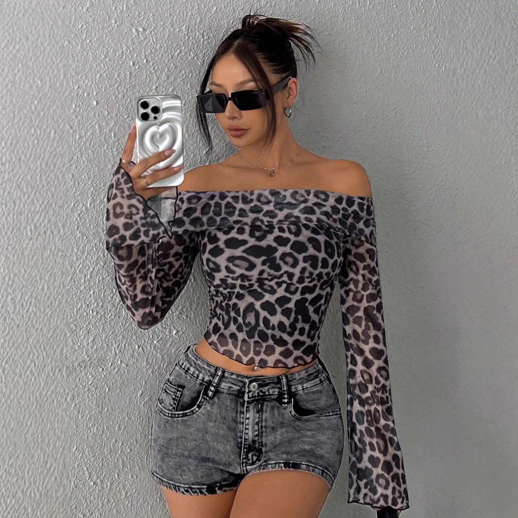 Damer Off-Shoulder Topp med leopardmönster Mirla-Eva Jonsson