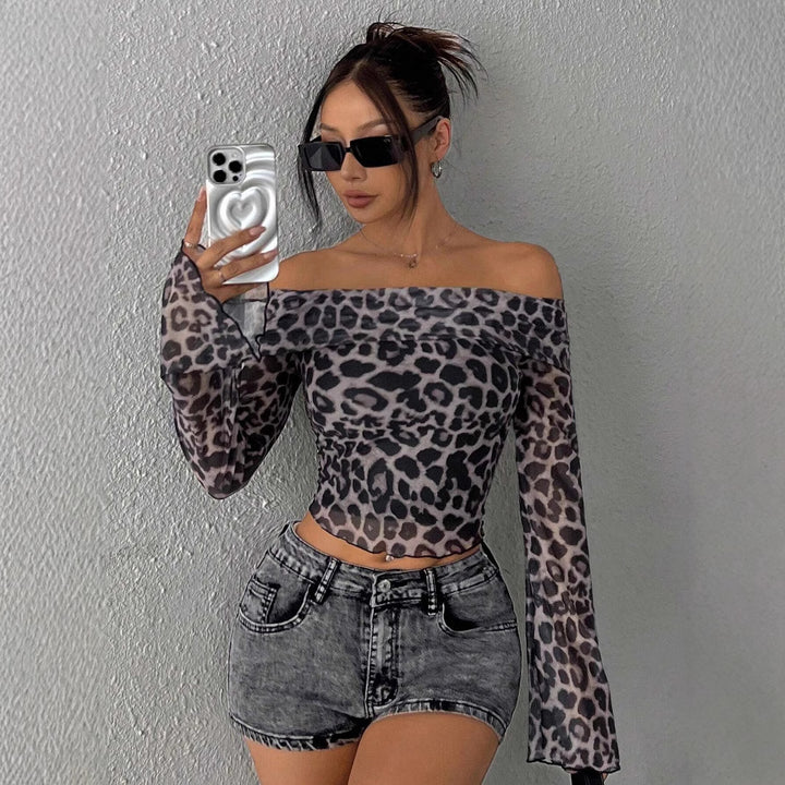 Damer Off-Shoulder Topp med leopardmönster Mirla-Eva Jonsson