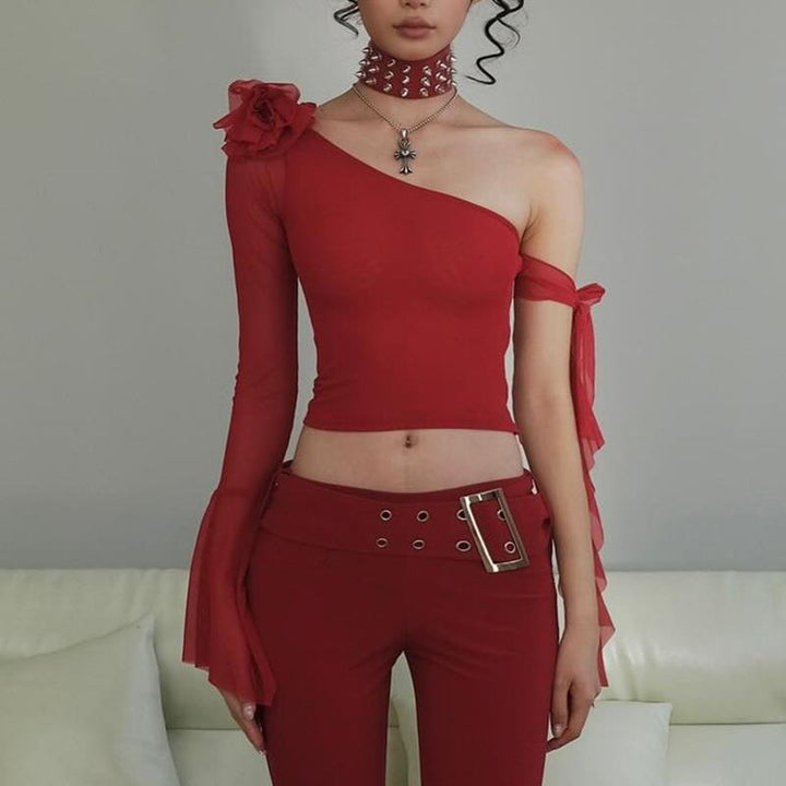 Damer Off-Shoulder Topp med transparenta ärmar och dekorativa detaljer Mirla-Eva Jonsson