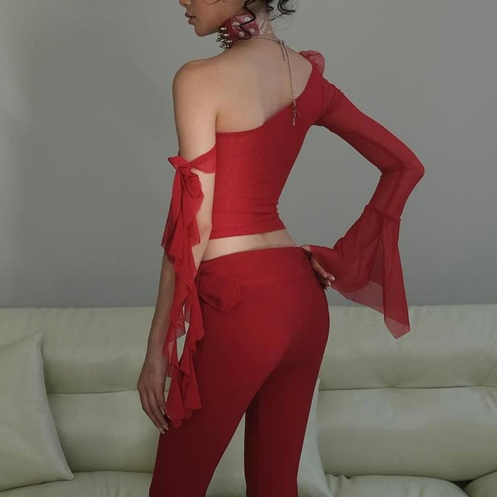 Damer Off-Shoulder Topp med transparenta ärmar och dekorativa detaljer Mirla-Eva Jonsson