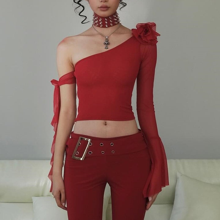 Damer Off-Shoulder Topp med transparenta ärmar och dekorativa detaljer Mirla-Eva Jonsson