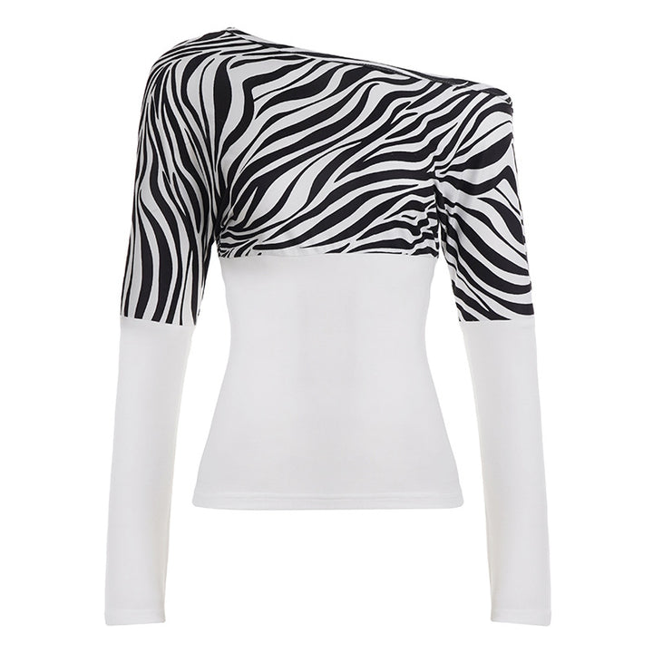Damer Off-Shoulder Topp med zebra-mönster och långa ärmar Mirla-Eva Jonsson