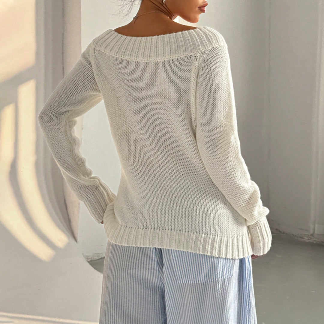 Damer Off-Shoulder Tröja med strukturerat stickat mönster Mirla-Eva Jonsson
