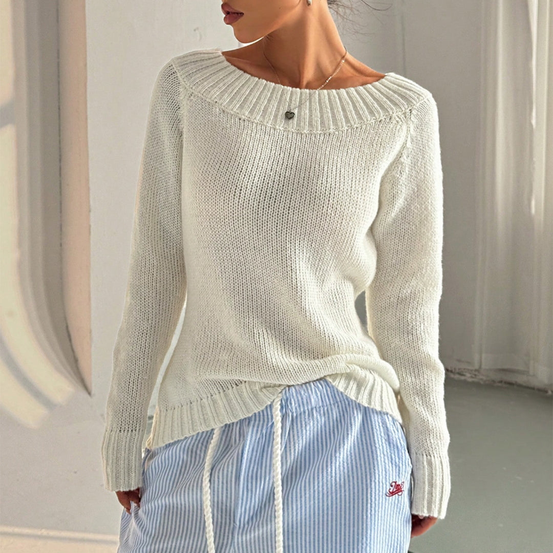 Damer Off-Shoulder Tröja med strukturerat stickat mönster Mirla-Eva Jonsson