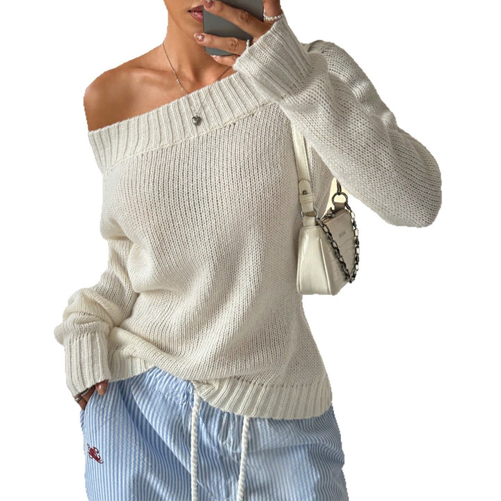 Damer Off-Shoulder Tröja med strukturerat stickat mönster Mirla-Eva Jonsson
