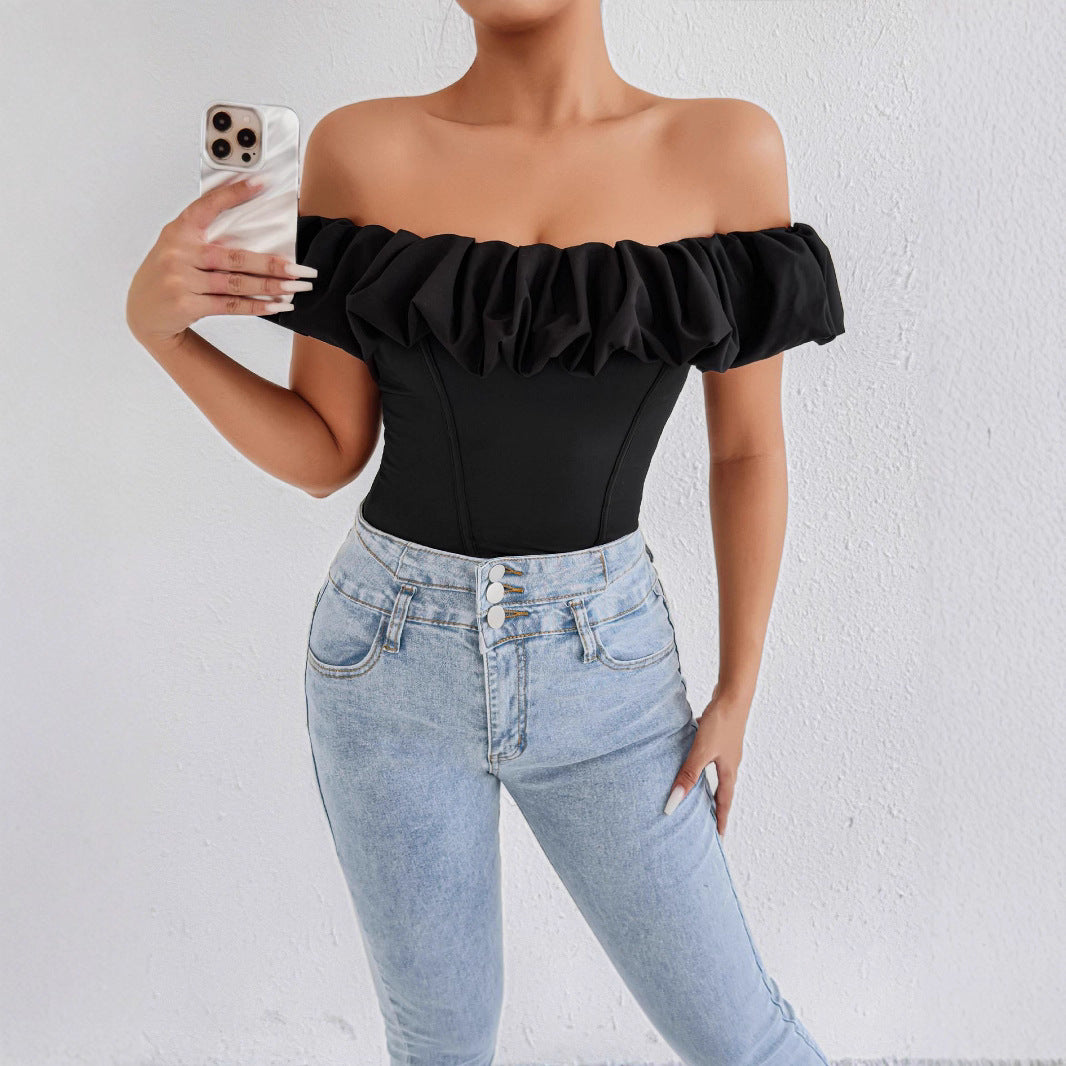 Damer Off-Shoulder Volangtröja med figursydd passform Mirla-Eva Jonsson