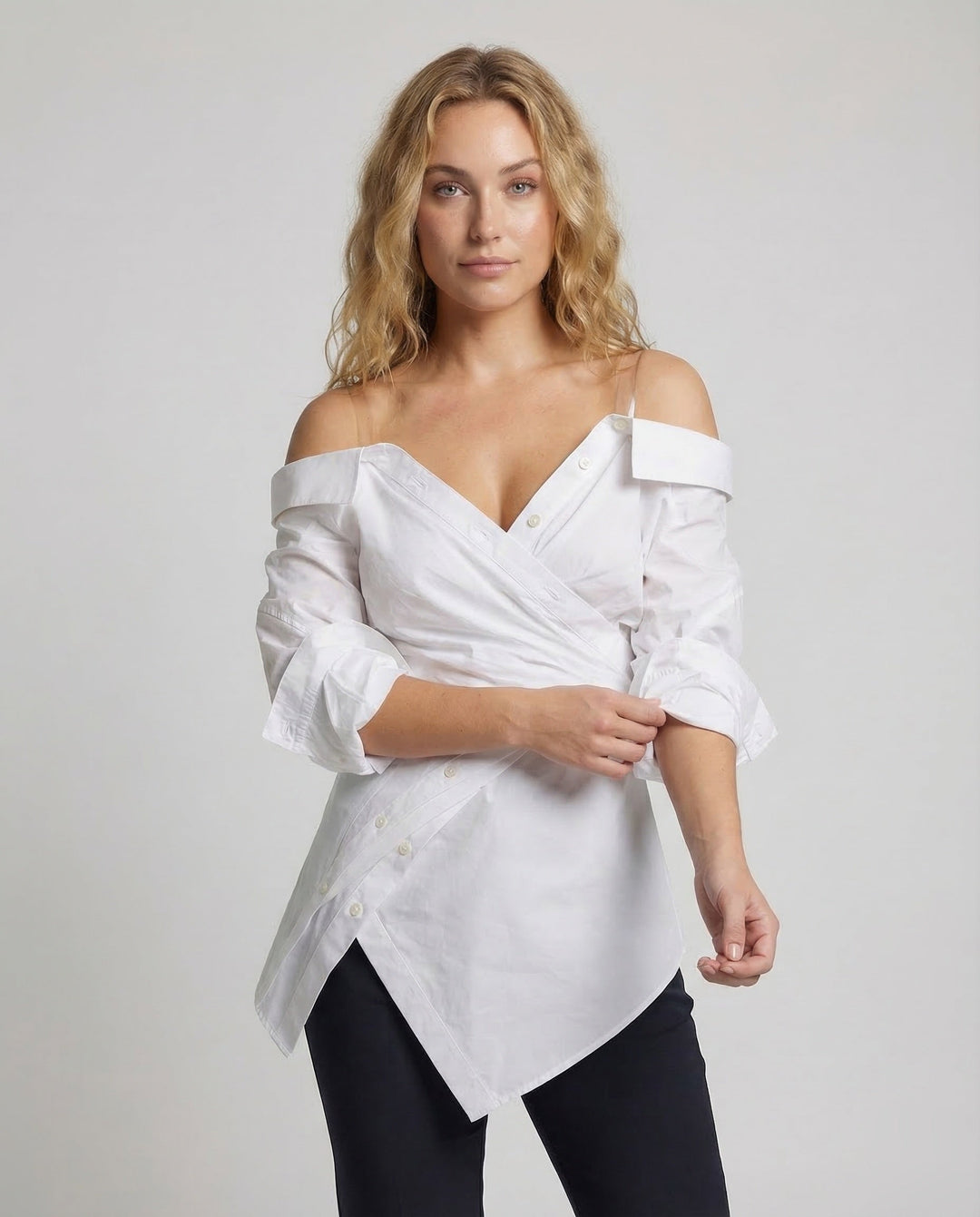 Damer Off Shoulder Wrap Blus-Eva Jonsson