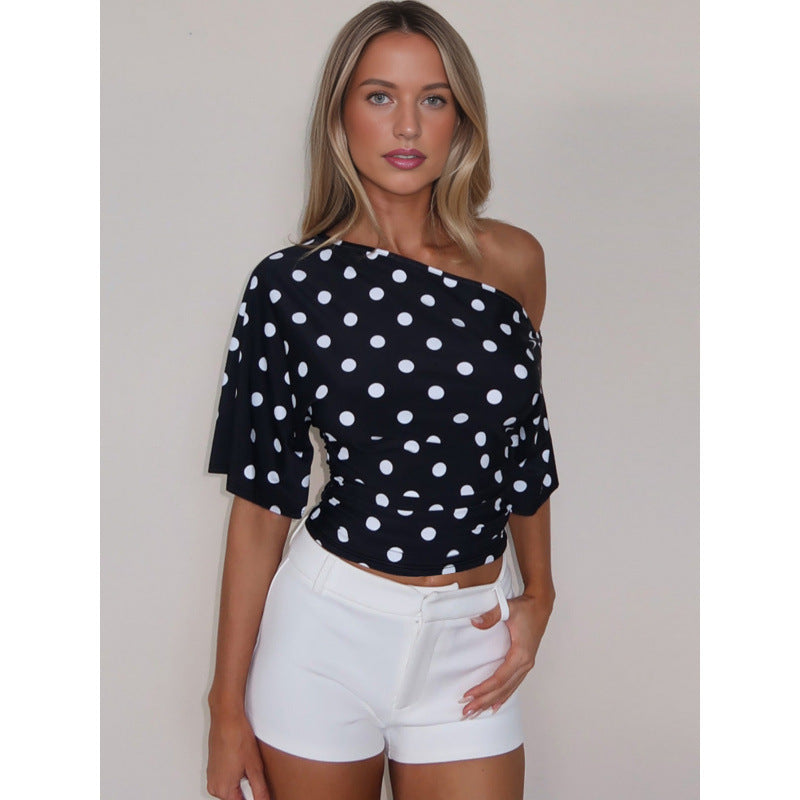Damer Off-Shoulder topp med prickar och voluminösa ärmar Mirla-Eva Jonsson