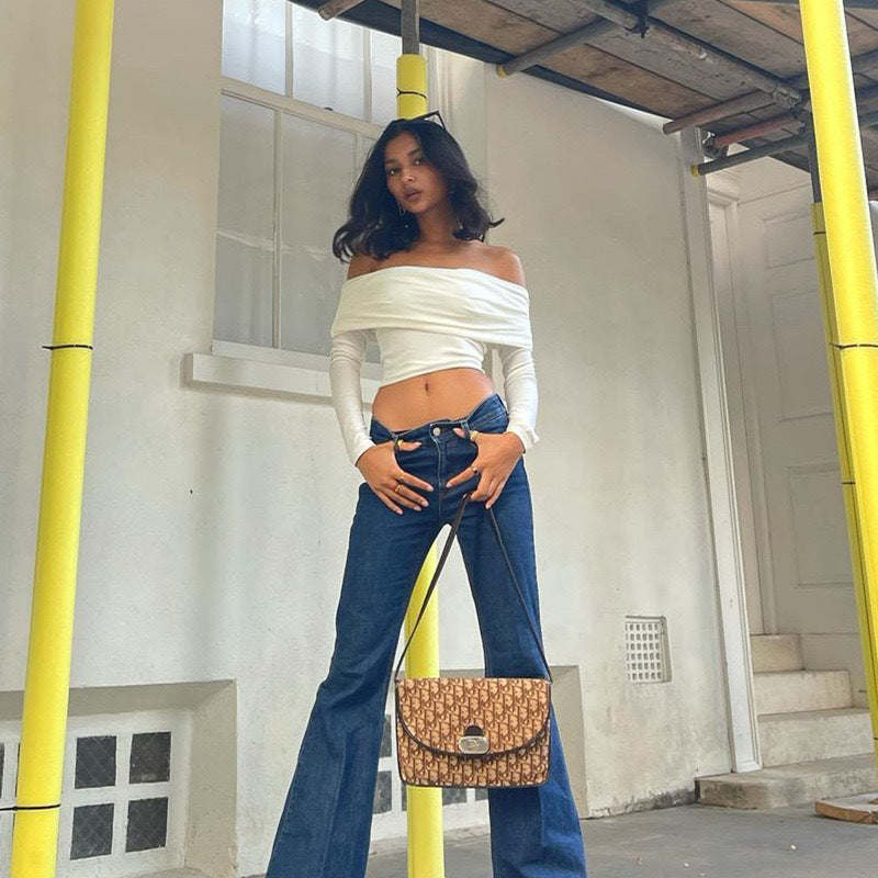 Damer Offshoulder Crop-Top med rynkning Mirla-Eva Jonsson