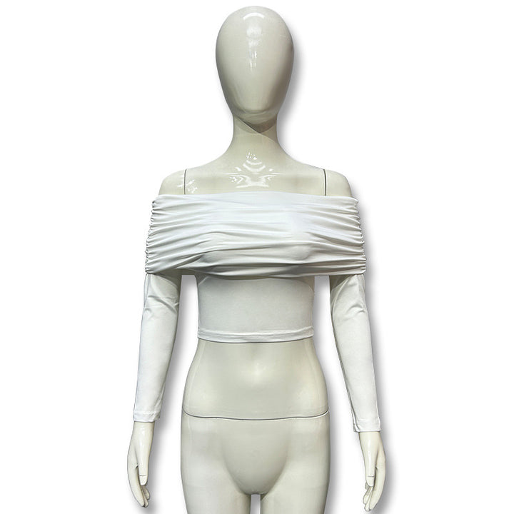 Damer Offshoulder Crop-Top med rynkning Mirla-Eva Jonsson