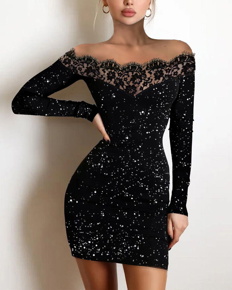 Damer Offshoulder Klänning med Spetsdekoration Mirla-Eva Jonsson