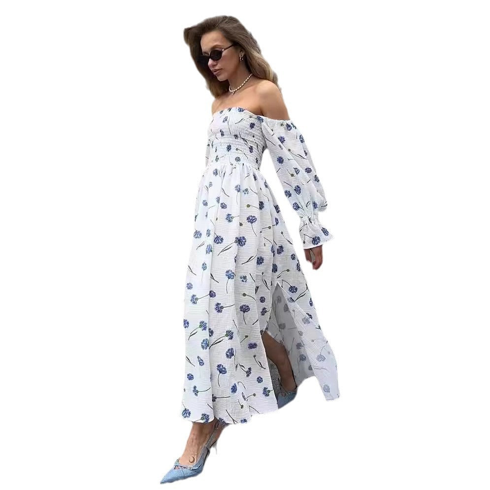 Damer Offshoulder Klänning med puffärmar och blommigt mönster Mirla-Eva Jonsson