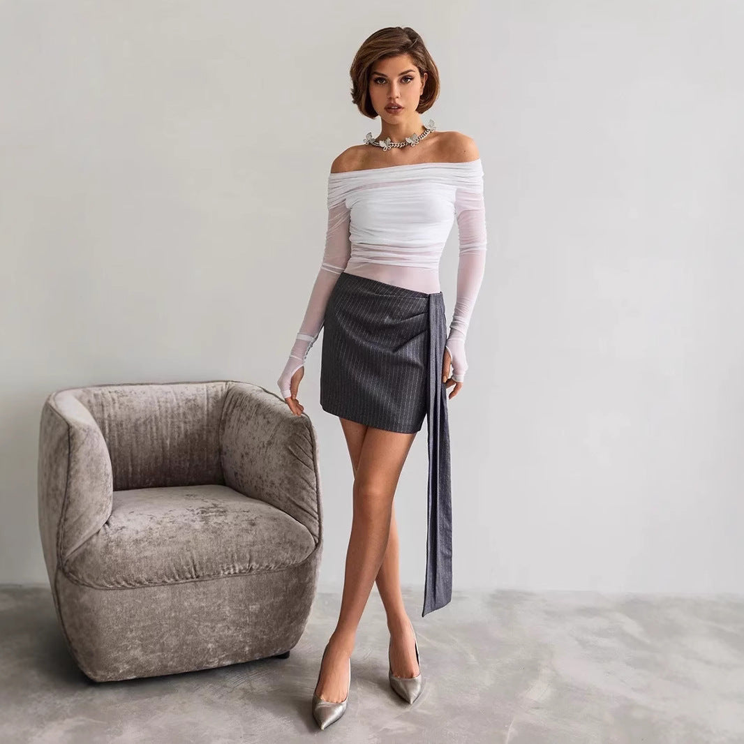 Damer Offshoulder Långärmad Topp i transparent nätmaterial Mirla-Eva Jonsson