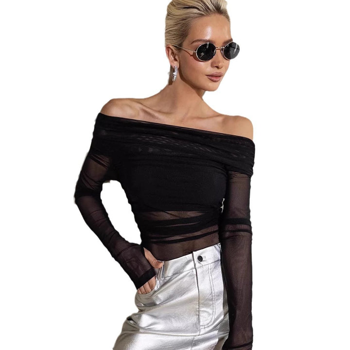 Damer Offshoulder Långärmad Topp i transparent nätmaterial Mirla-Eva Jonsson