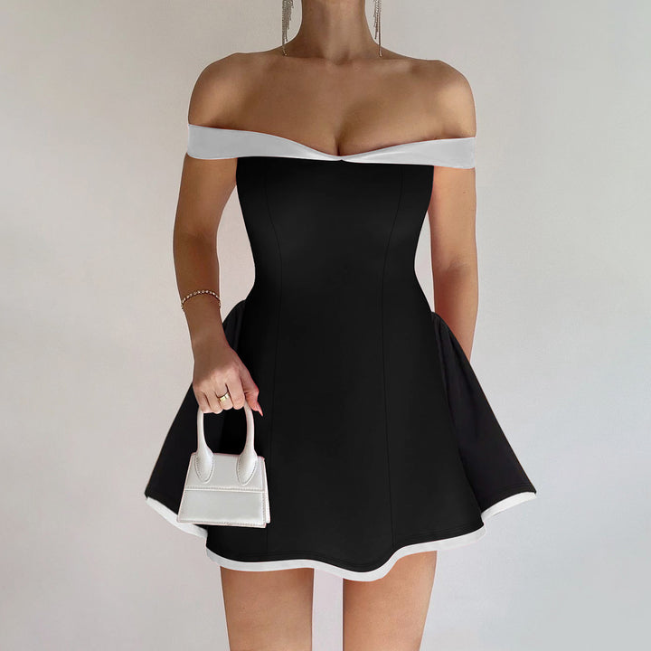 Damer Offshoulder Mini Dress med lekfull skärning Mirla-Eva Jonsson