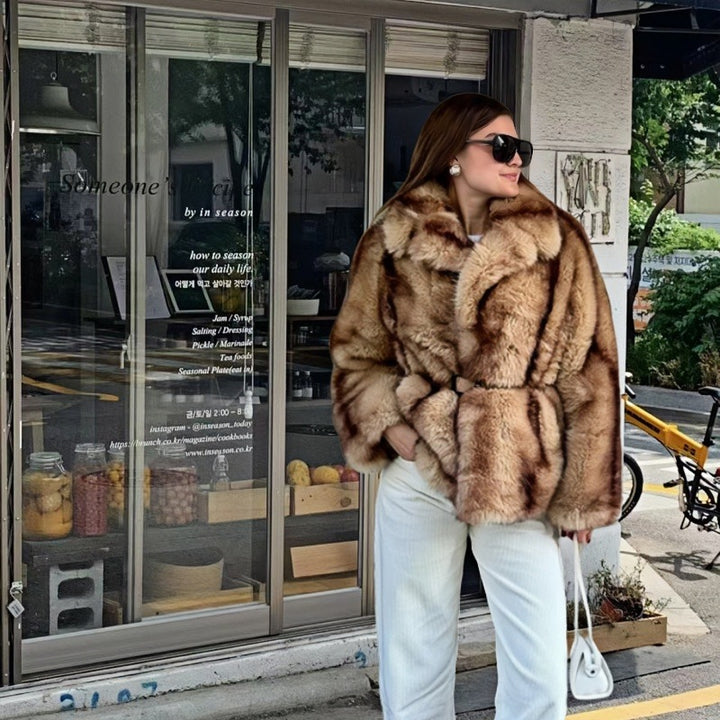 Damer Opulent Konstpälsjacka med Bälte Mirla-Eva Jonsson