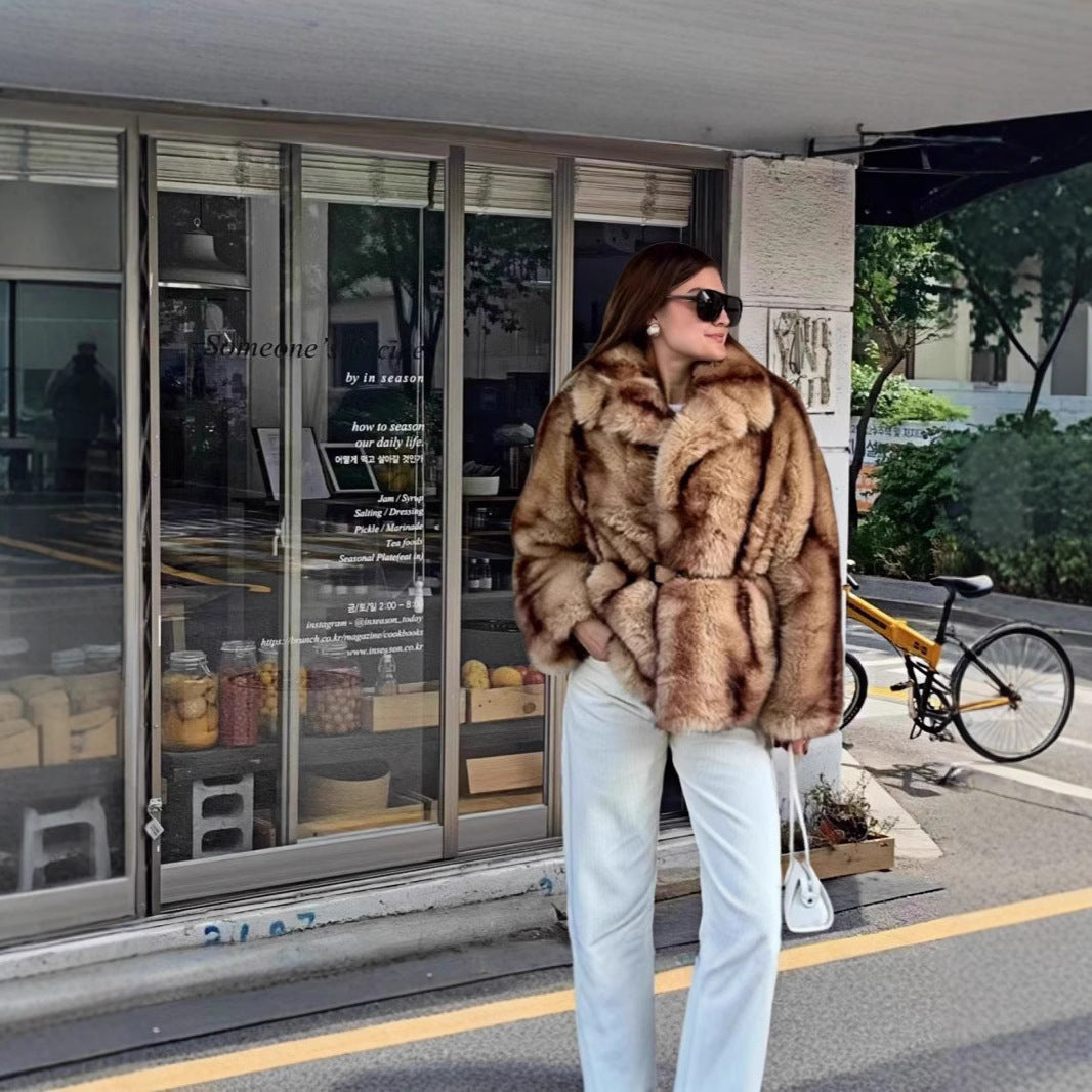 Damer Opulent Konstpälsjacka med Bälte Mirla-Eva Jonsson