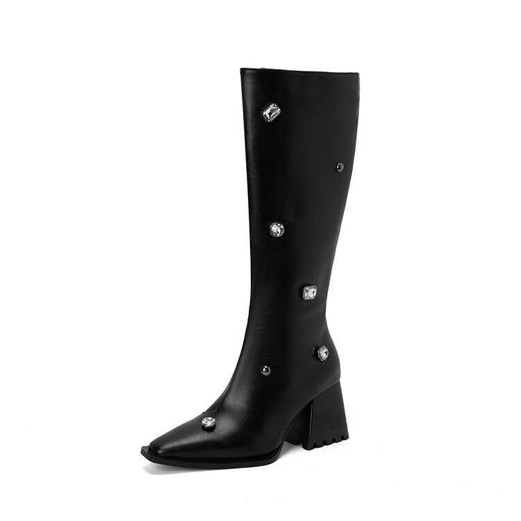 Damer Overknee Stövlar med ormskinnsdesign och blockhög klack Mirla-Eva Jonsson