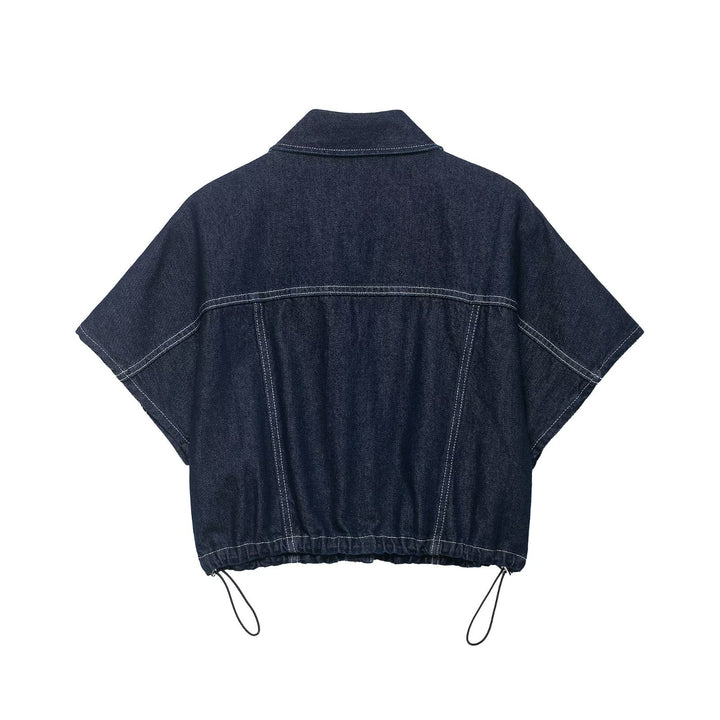 Damer Oversize Denim-blus med praktiska fickor och elastisk nederkant Mirla-Eva Jonsson