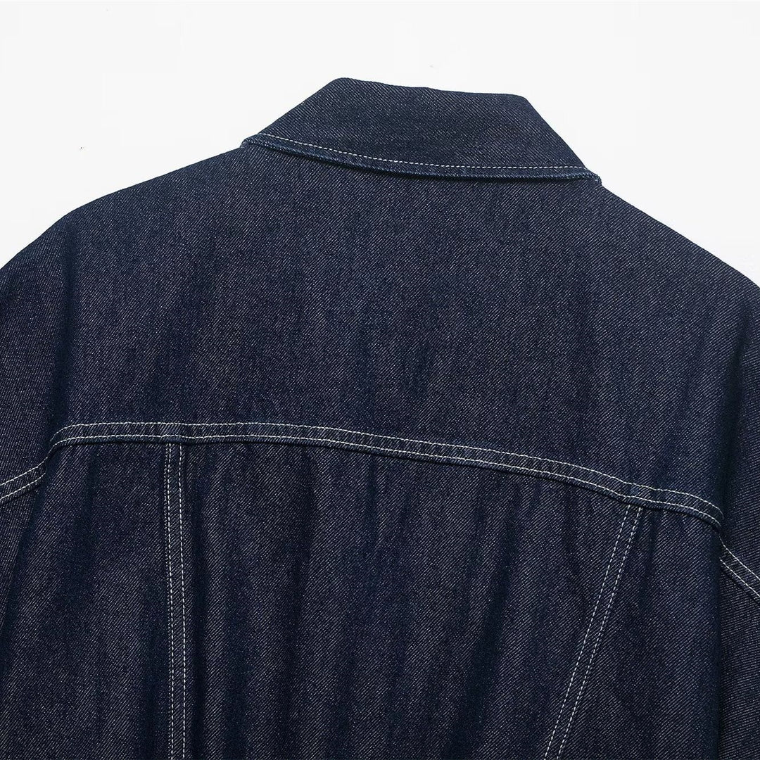 Damer Oversize Denim-blus med praktiska fickor och elastisk nederkant Mirla-Eva Jonsson