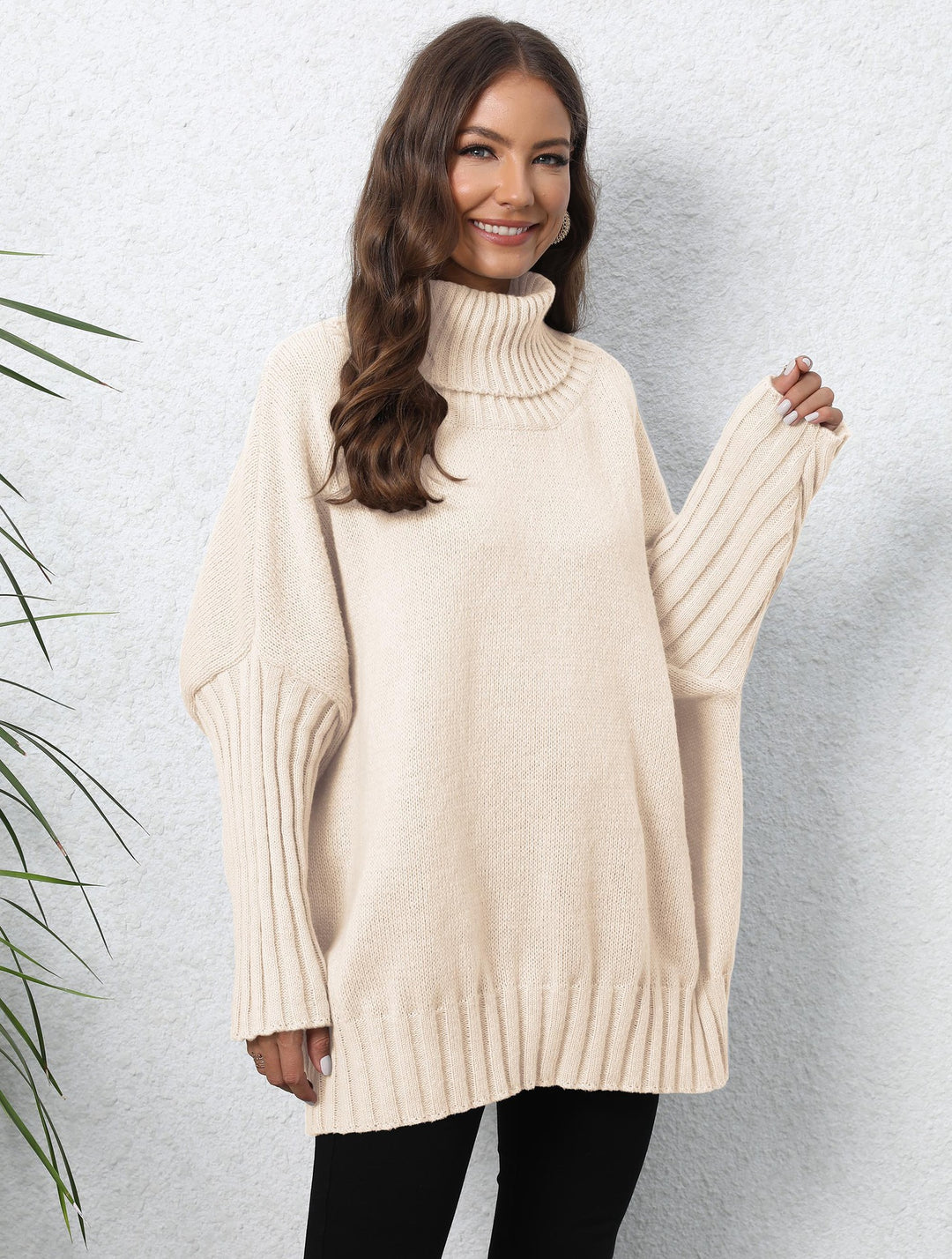 Damer Oversize Rollkrage Tröja med strukturerad stickning Mirla-Eva Jonsson