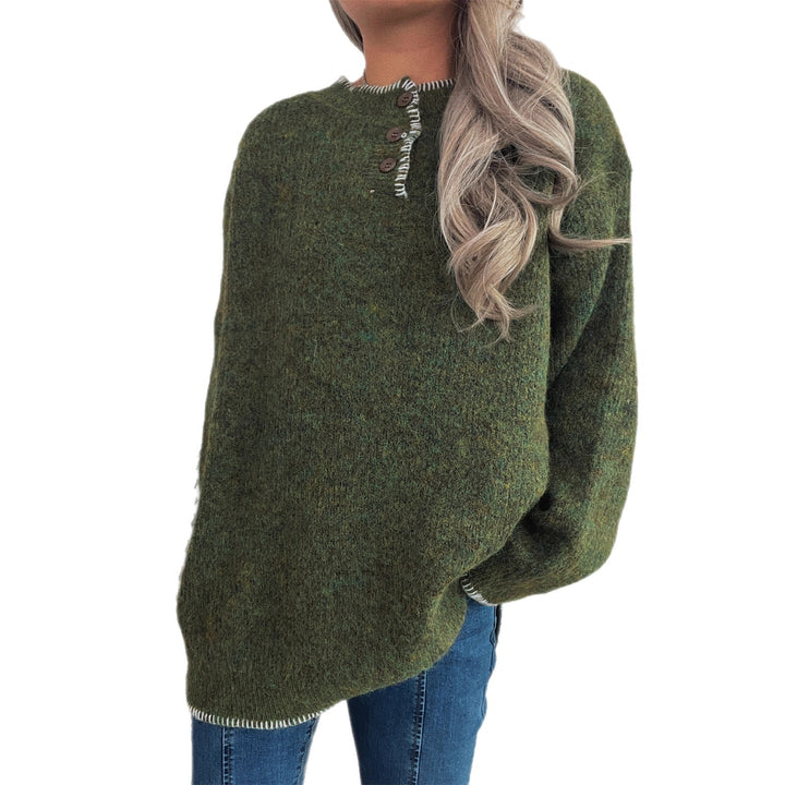 Damer Oversize Stickad Tröja med Knappslå Mirla-Eva Jonsson