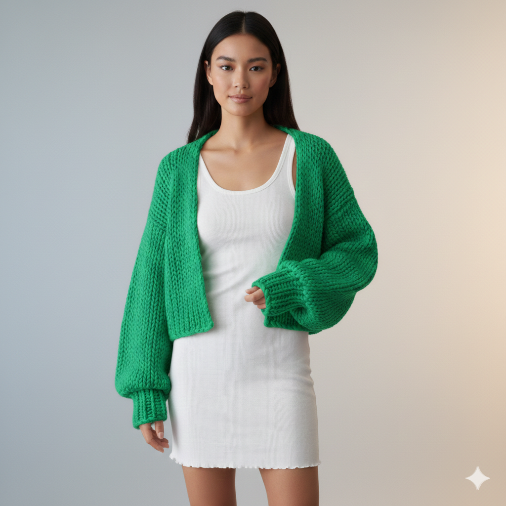 Damer Oversize Stickad jacka med voluminösa ärmar Mirla-Eva Jonsson