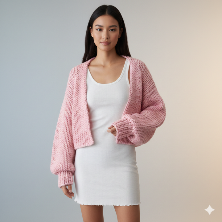 Damer Oversize Stickad jacka med voluminösa ärmar Mirla-Eva Jonsson