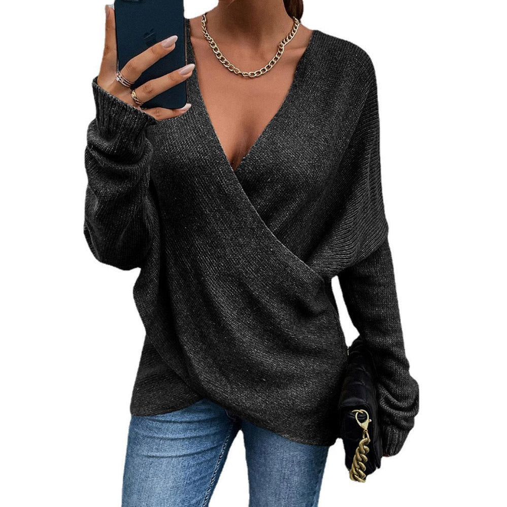 Damer Oversize Stickad tröja med V-ringning och avslappnad look Mirla-Eva Jonsson